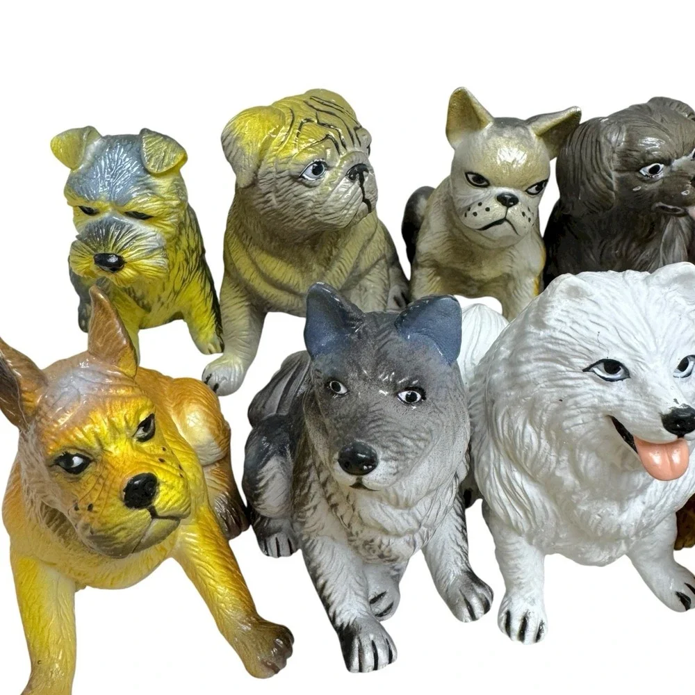 Vtg 1988 NEW-RAY‎ Dog Novelty Collectible Rubber Figurines Misc Breeds Lot Of 16